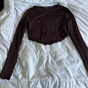 Brown long sleeve crop top